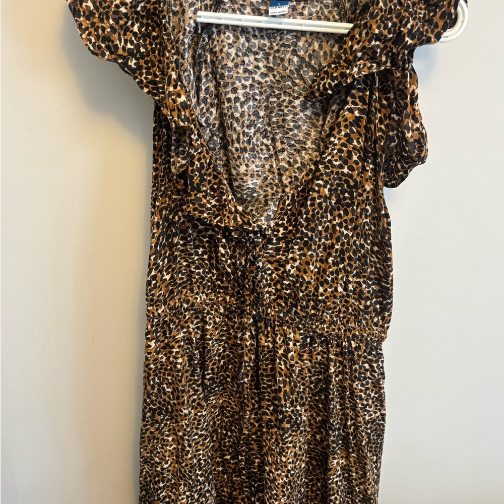 Old Navy Brown Leopard Print Midi Dress